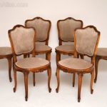 Set Of Six French Antique Walnut Dining Chairs - Antiques Atl