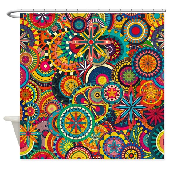 Funky Retro Pattern Shower Curtain by Liviana - CafePre