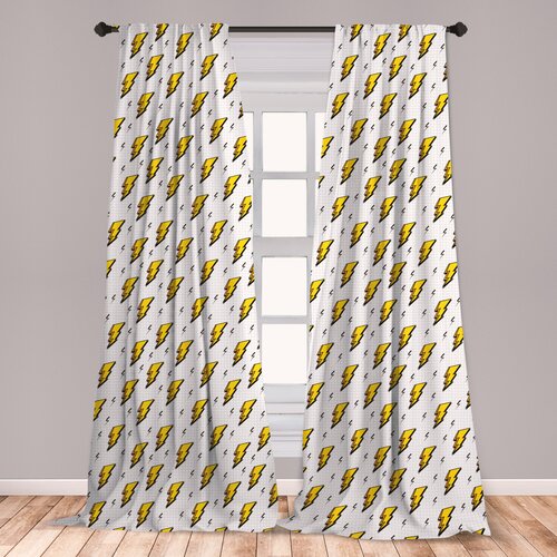 East Urban Home Ambesonne Abstract Window Curtains, Vintage .