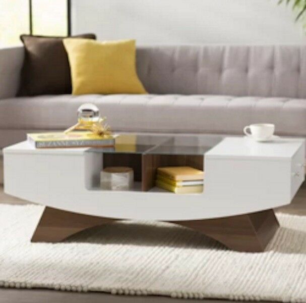 Glass End Table Modern Coffee Elegant Contemporary Accent White .