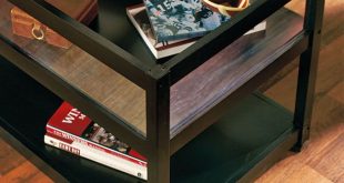 END TABLE Glass Top Display Table Lift Storage Rectangle Accent .