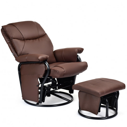 Glider Recliner with Ottoman, 2 Massaging Zones & 4 Vibration .