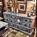 Dark gray distressed glazed dresser. | Distressed furniture .