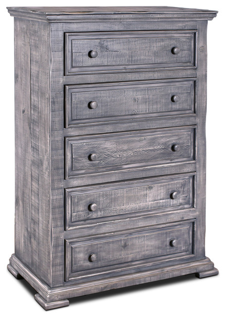 Keystone Rustic Distressed Gray Highboy Dresser - Traditional .