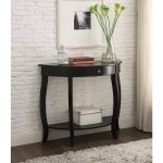 Shop Yvonne Half-Moon Console Table with Drawer in Antique Black .