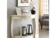 Shop Yvonne Half-Moon Console Table with Drawer in Antique White .