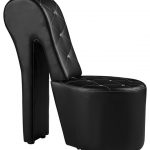 High Heel Faux Leather Crystal Studs Shoe Chair - Eclectic .