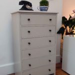 100 6 drawer chest, painted in grey. 105cm high, 62cm wide and .