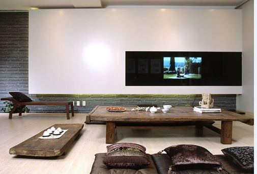 Living room in Japanese style and asian interior desi