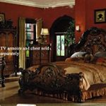 Acme Furniture 4pc King Size Bedroom Set in Brown Cherry Finish .