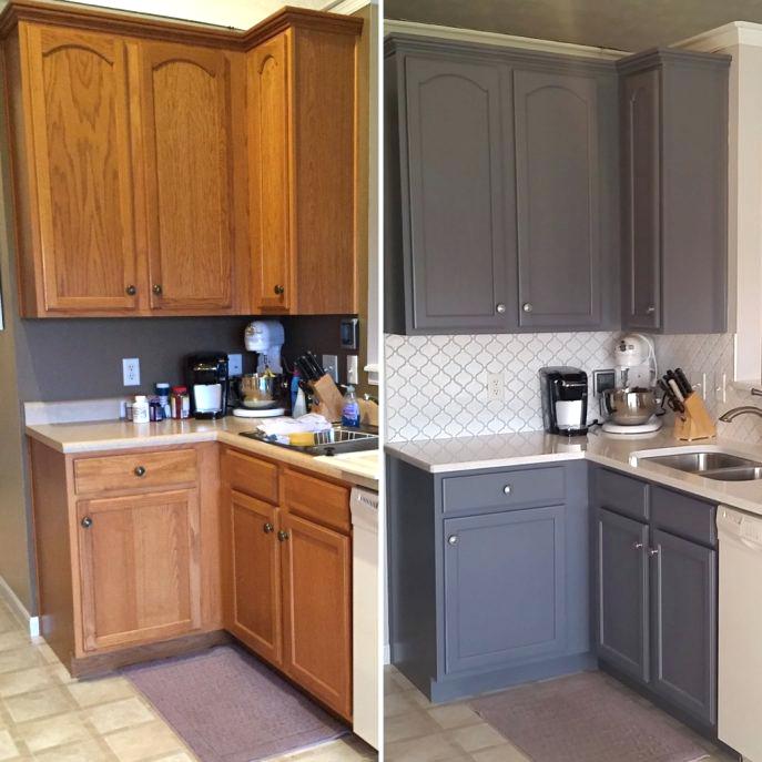 chalk paint kitchen cabinets before and aft