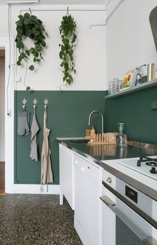 Half-Painted Walls That Are All-the-Way Gorgeous | Green painted .
