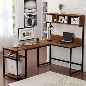 L Shaped Corner Computer Desk With Hutch – lanzhome.com