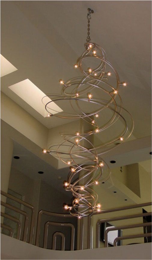 Large contemporary stairwell chandelier | Modern chandelier foyer .