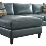 Turquoise Leather Sectional With Chaise Lounge - Transitional .