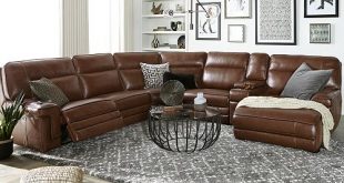 Furniture Myars Leather Power Reclining Sectional Collection .