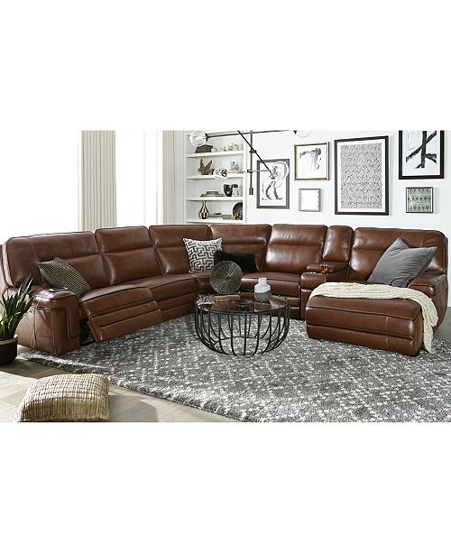 Furniture Myars Leather Power Reclining Sectional Collection .