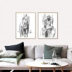 Living Room Wall Decor Set Of 2 Black White Prints Charcoal | Et
