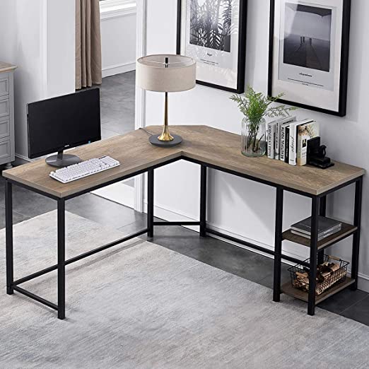 Amazon.com: Furnichoi L-Shaped Computer Desk, Industrial Wood and .
