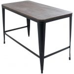 Lumi Source Pia Home Office Desk With Espresso Wood Top and Metal .