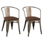 Carlisle Wood Seat Dining Chair - Natural Metal (Set of 2 .