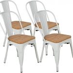 Amazon.com - BONZY HOME Metal Dining Chairs with Wood Seat, Bistro .