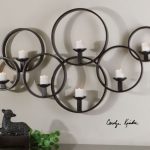 Contemporary Candle Wall Sconce Modern Large Black Metal Circles .