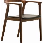 Katelyn Mid Century Modern Brown Walnut Leather Dining Arm Chair .