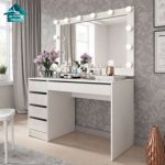 White Wood Mirror Almirah Simple Dressing Table Designs With .