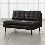 Petrie Armless Tufted Leather Loveseat + Reviews | Crate and Barr