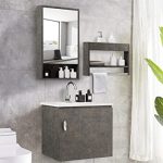 Tangkula Wall-Mounted Bathroom Vanity Set, Modern Bathroom Vanity .
