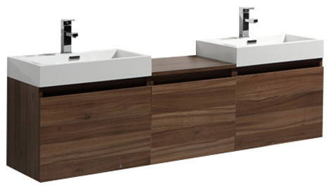Aquamoon Venice 68" Square Double Sink Modern Bathroom Vanity Set .