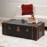 Unique Black Croc Emboss Leather Finish Storage Trunk Style Coffee .