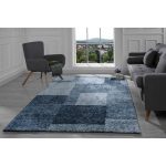 Modern Living Room Area Rug with Geometric Square Pattern (8' x 10 .