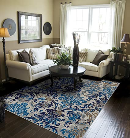 Amazon.com: Modern Distressed Area Rugs for Living Room 5x7 Blue .