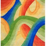 Colours Abstract Swirl Wool Area Rug In Yellow Blue Green Red, 5' x