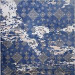 Indian Modern Blue Rectangle 9x12 ft wool and viscose Carpet .