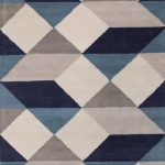 Modern Geometric Blue/Ivory Wool Area Rug - Celestial Ames | NOVI