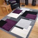 Modern Thick Soft Quality Lt Silver Grey Purple Floor Mat Rugs .