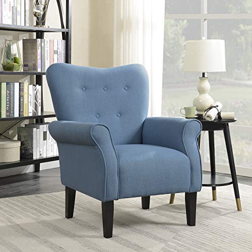 Belleze Modern Accent Chair Roll Arm Linen Living Room Bedroom w .