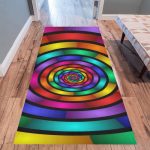 Round Psychedelic Colorful Modern Fractal Graphic Area Rug 10'x3'