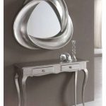 Modern Console Table and Mirror Set in Silver Finish 33C61 .