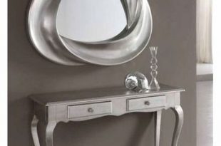 Modern Console Table and Mirror Set in Silver Finish 33C61 .