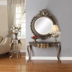 Acme 90126 Bayley bronze and taupe finish wood console entry table .