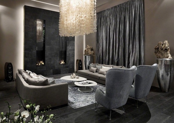 Black and grey living room ideas – modern home interiors in dark .