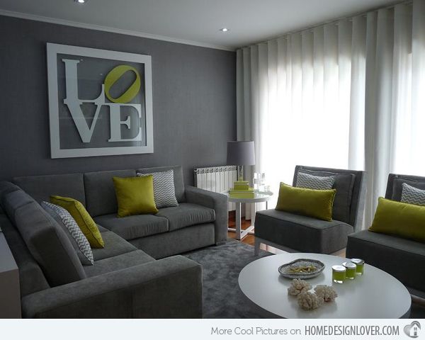 15 Lovely Grey and Green Living Rooms | Living room green, Living .
