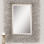 Contemporary Silver Wire Metal Wall Mirror Large 56” Modern Decor .
