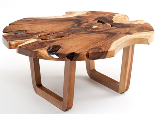 Mountain Modern Coffee Table, Live Edge, Solid Wood, Natural .