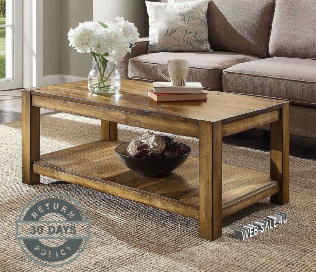 Solid Wood Coffee Table Cocktail Top Rustic Natural Modern .