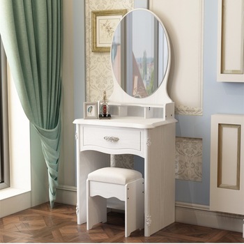 Modern White Princess Dressing Table With Mirror And Drawer - Buy .